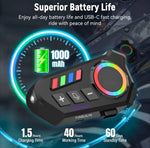 K06A Motorcycle Helmet Bluetooth Headset – BT 6.0 Wireless Earphone with CVC Intelligent Noise Reduction, IP67 Waterproof, 800mAh Battery & Type-C Fast Charging