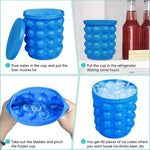 Ice Genie Silicone Ice Cube Maker - 120 Ice Cube Capacity Space Saving Ice Bucket Containers Food Grade Material Freezer Beverage Cooler
